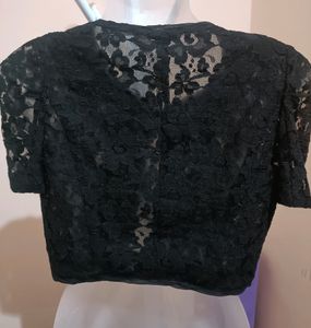 Black Blouse Net Front Open (Women&#39;s)