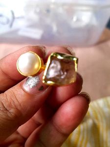 Combo Goodluck Real pearl finger ring and citrine