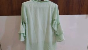 Mint Green Tie-Neck Blouse