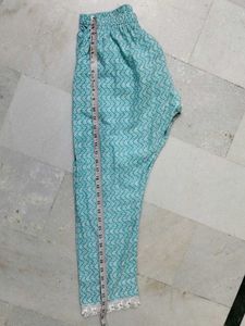 Sky Blue Printed Kurti Pant Set