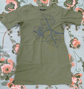 Olive Floral Print Kurti For Women