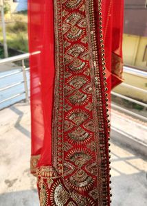 Red Embroidered Dupatta