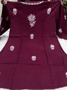Traditional Chikan Embroidery Work Reyon Shirt /