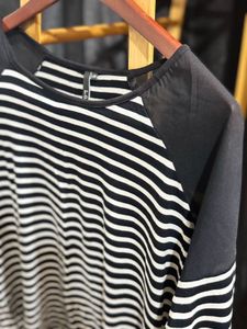 L.O. Black &amp; White Striped Raglan Top