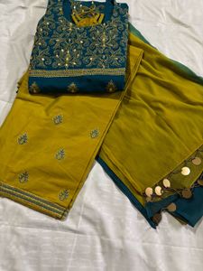 Teal &amp; Gold Salwar Kameez Set