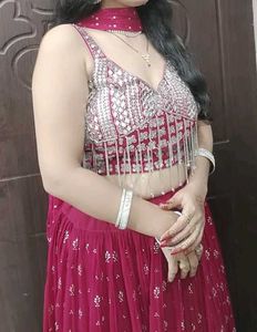 💞Hot Pink Mirror Work Lahenga💞