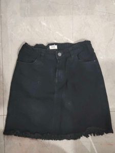 Black Denim Mini Skirt low Waisted