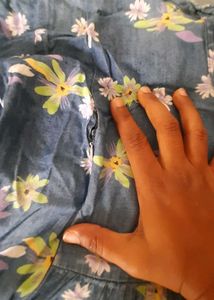 Floral denim blue feeding top