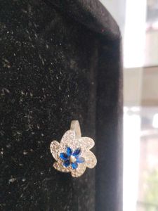 Blue Flower Silver Ring