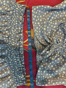 Floral Blue Crop Top And Skirt