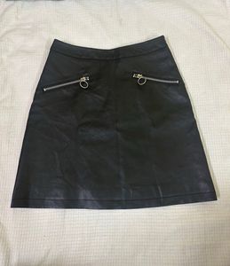High Waisted Leather Mini Skirt