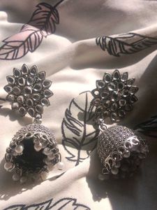 Silver Jhumka Earrings