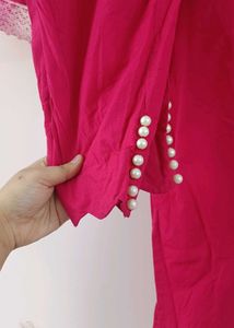 Elegant Pink Suit with Heavy Golden Lace Dupatta ✨