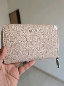MANGO Croc Effect Beige Wallet