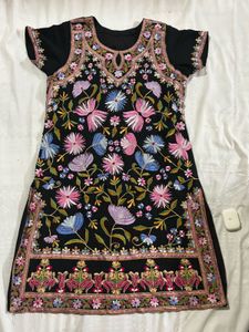 Kashmiri Embroidered Black Kurti