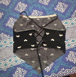 Heart Print Halter Top With Lace Back