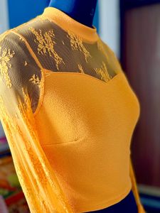 Offer🌷🌷Mustard Lace Top wit fabulous bell Sleeve