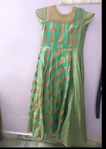 Traditional Long Frock With Stone Workon Neck Part