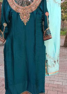 Elegant Teal Embroidered Kurta Set
