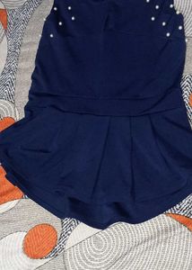 Navy Dress with Pearls