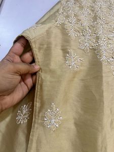 Golden Silk Kind Of Chikankari Lucknowi Kurta