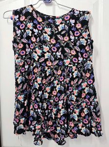 Black Floral Sleeveless Top