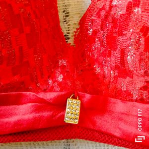 Red Glittery Bra