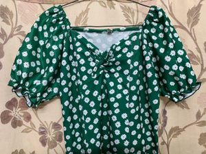 Green polka dot dress