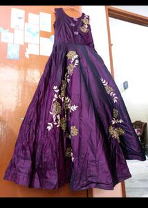 Embroidered Purple Party Gown