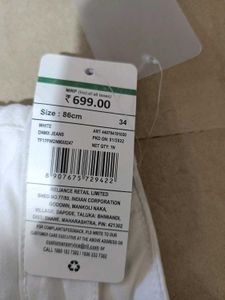 DNMX White Slim Fit Denim Jeans, 34 SIZE