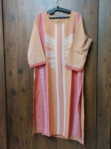 Women Peach Pink Plus Size Kurti