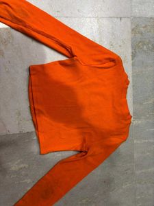 Orange Floral Long Sleeve Top