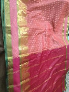 Peach banarasi saree