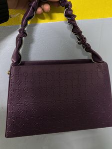 Purple Embossed Top Handle Bag