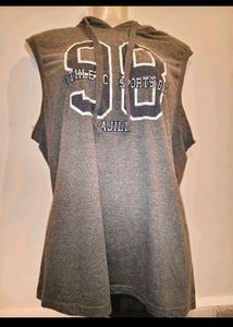 Gray Sleeveless Hoodie T-Shirt