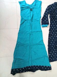 Blue Heart Print Dress with Jacket