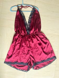 Satin Lace Lingerie Backless With Adjustable Strap