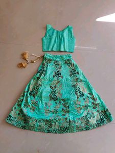 Teal Floral Lehenga Choli Set