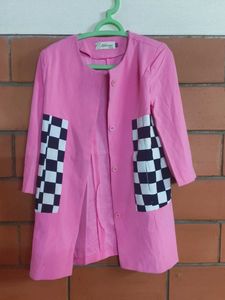 Pink Patchwork Pocket Coat