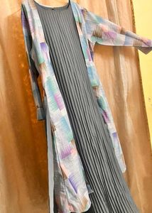 Pleated Dress &amp; Cardigan Set