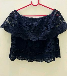 Black Lace Off-Shoulder Top
