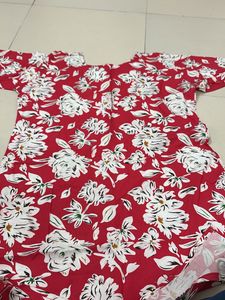 Red Floral Kurti Cotton | Summer Collection