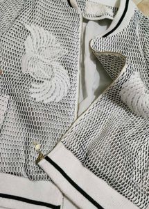 White Floral Bomber Jacket