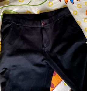 Strechable Black Straight Leg Pants Trouser