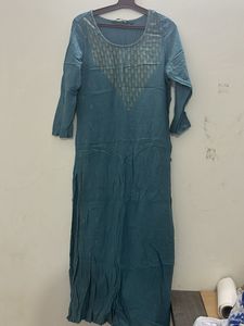 Teal Embroidered Kurti Dress