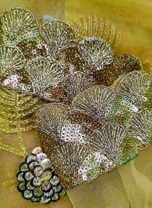 Partywear Golden Beaded Saree With Blouse