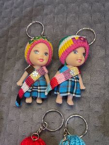 Set Of 6 Doll Keychains