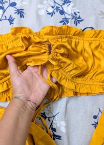 Yellow Off-Shoulder Crop Top