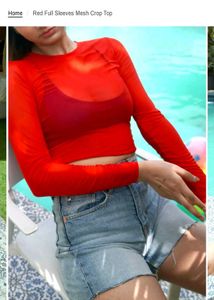 Bonkers Corner Red Mesh Crop Top