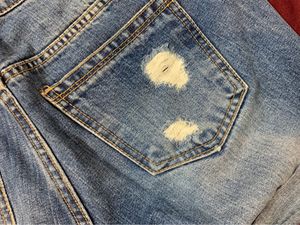 Ripped Denim Straight Leg Shorts